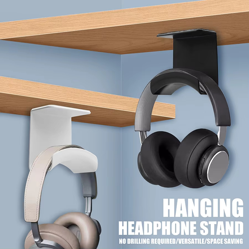 Headphone Stand Desk - ユニバーサルヘッドフォンスタンド粘着プラスチック壁掛けハンガーデスク下ヘッドセットラックホルダーゲーム用イヤホンブラケットサポート