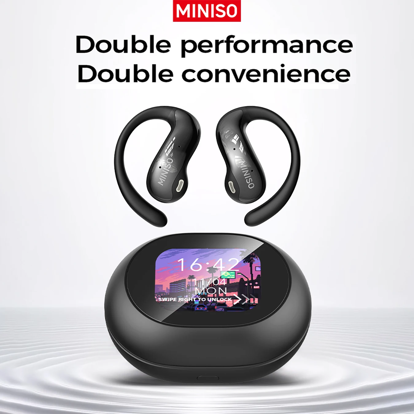 Wired Earphone Mic - MINISO MS188 Bluetoothイヤホン AI翻訳機能付きイヤホン HD LEDスクリーン