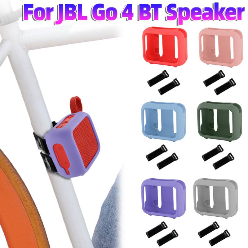Jbl Speaker Go 4 - ポータブルシリコンケース保護カバー スピーカーマウントストラップ付き トラベルキャリングポーチ 耐衝撃カバー JBL Go