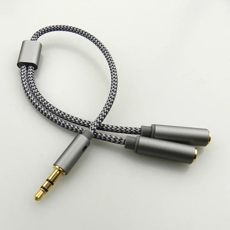 Audio Splitter Y - ヘッドセットアダプターヘッドフォンマイク Y スプリッターケーブル 3.5 ミリメートルオーディオオス -