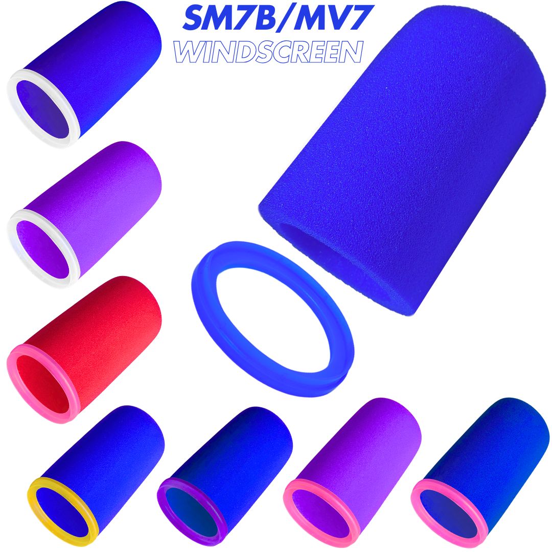 Shure Mic Mv7 - SM7dB フロントガラス高密度フォーム Shure SM7B、MV7、SM7dB スタンドマイクカバー、プラスチックリテーナーリング付き、ポッドキャスト用ポップフィルター