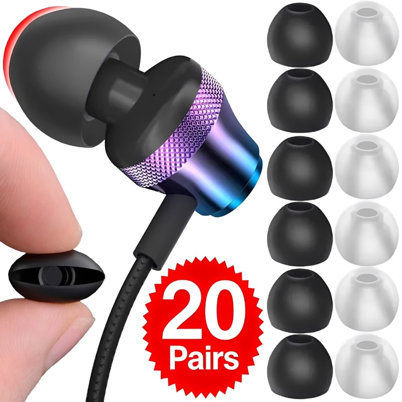 1-20ペア ソフトシリコン製 交換用イヤーチップ イヤーパ - Silicone Ear Tip Replacement のレビューと価格
