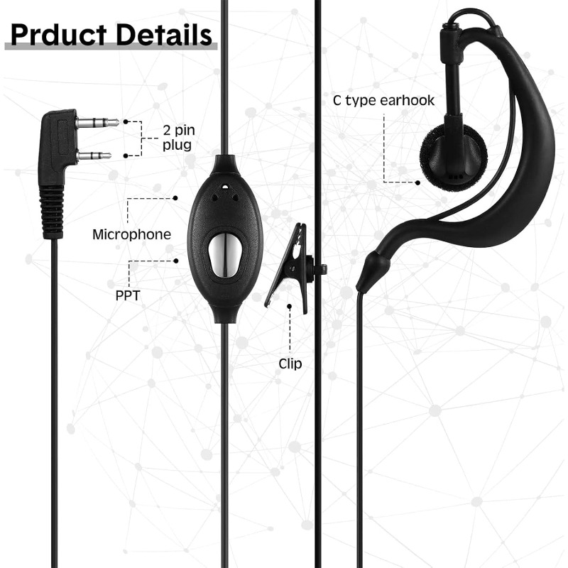 10 個のトランシーバーイヤホンマイク付き 2 ピン双方向ラ - Wired Earphone Mic のレビューと価格