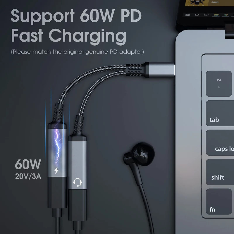 OTG 2 in 1 USB C スプリッター、デュアルタイ - Earphone Splitter Jack のレビューと価格