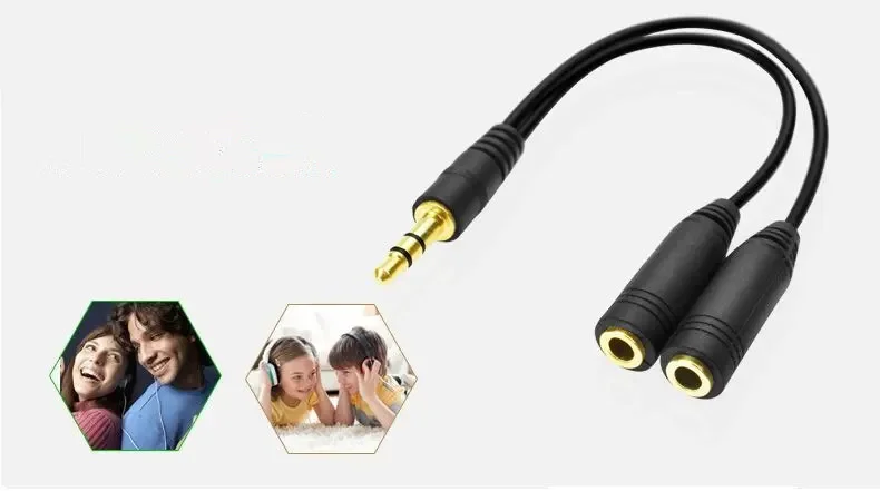 ヘッドフォン スプリッター、3.5 mm 延長ケーブル オー - Earphone Splitter Jack のレビューと価格